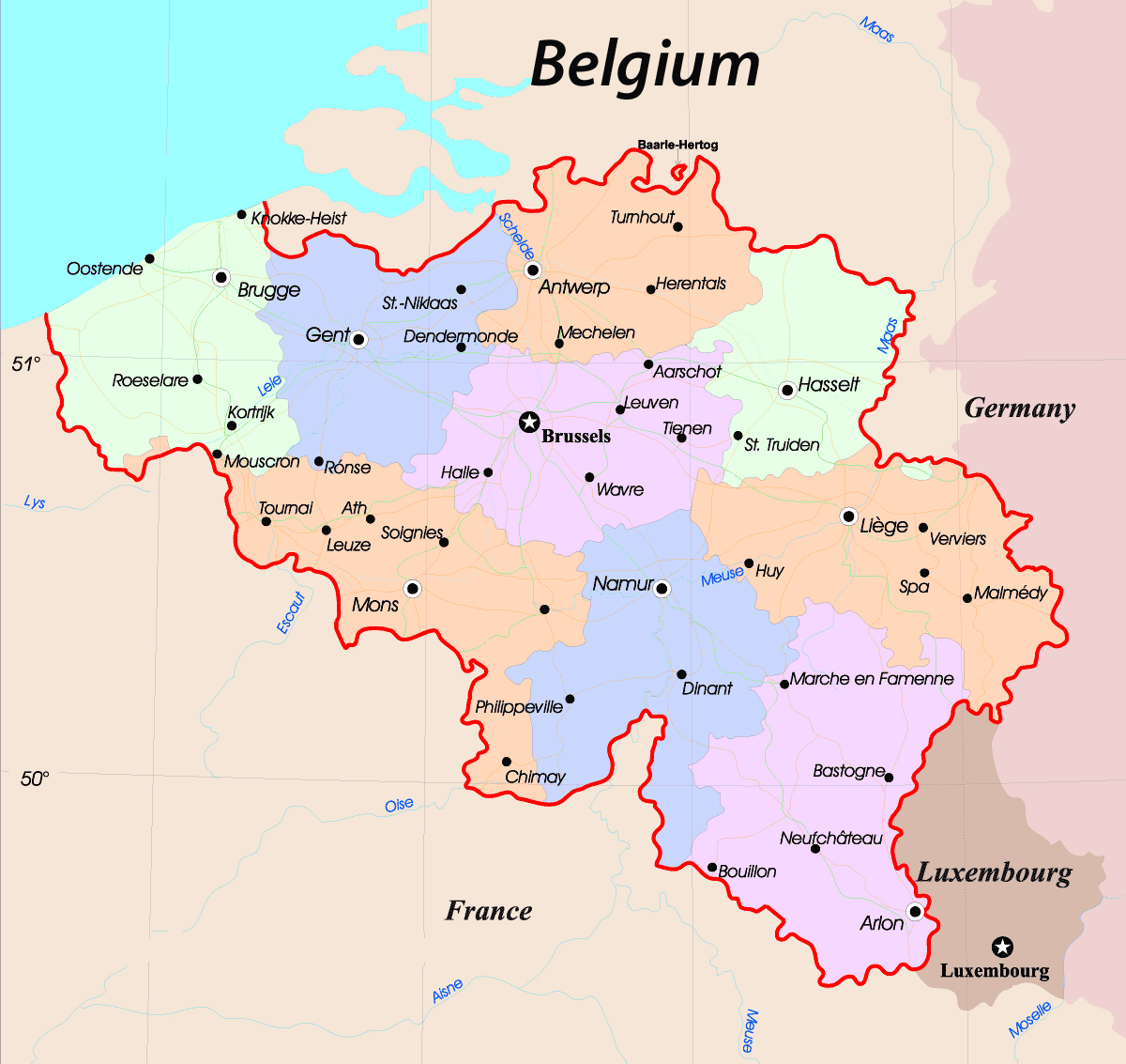 Map Europe Belgium