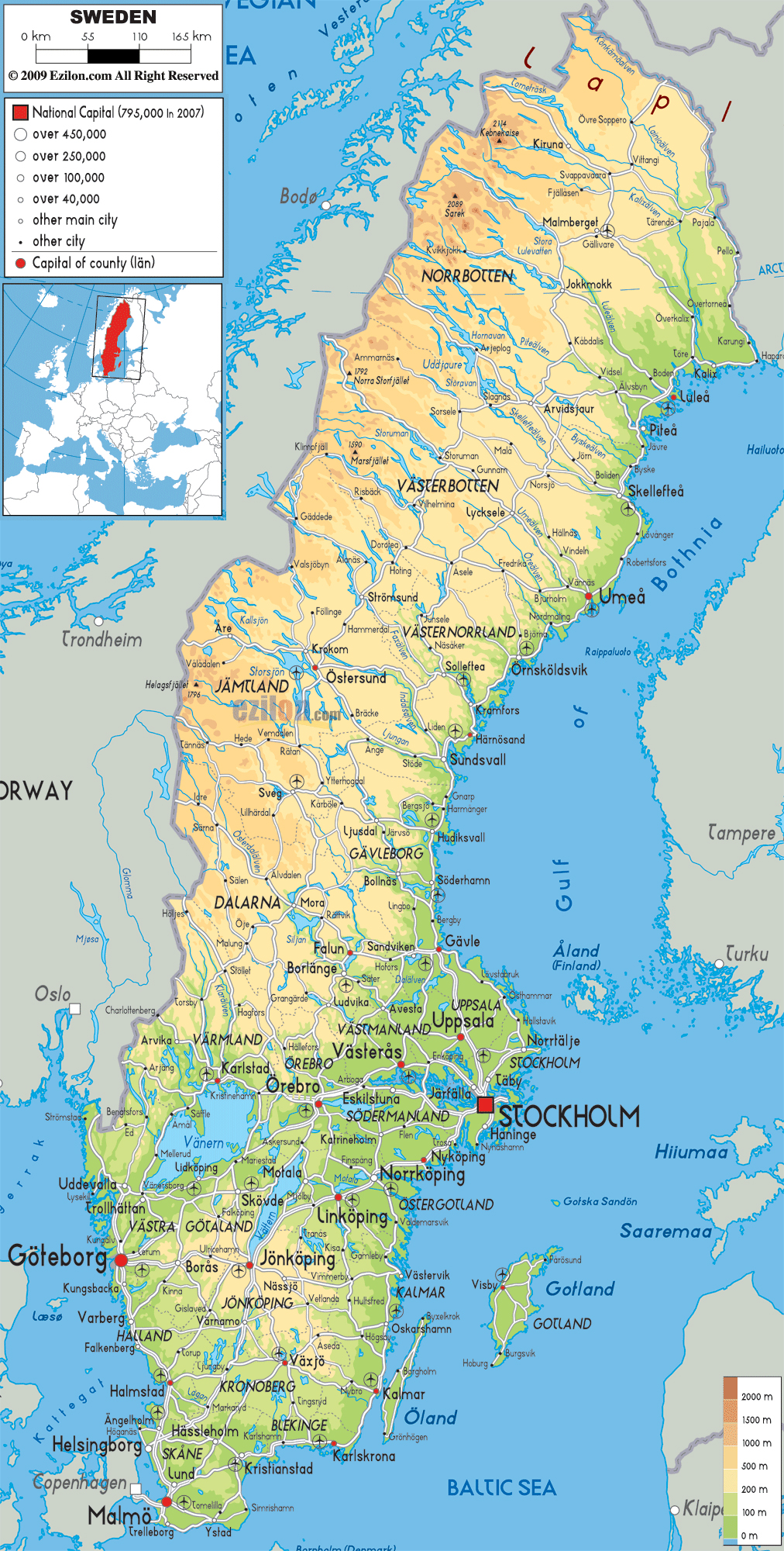 Schweden Karte Städte