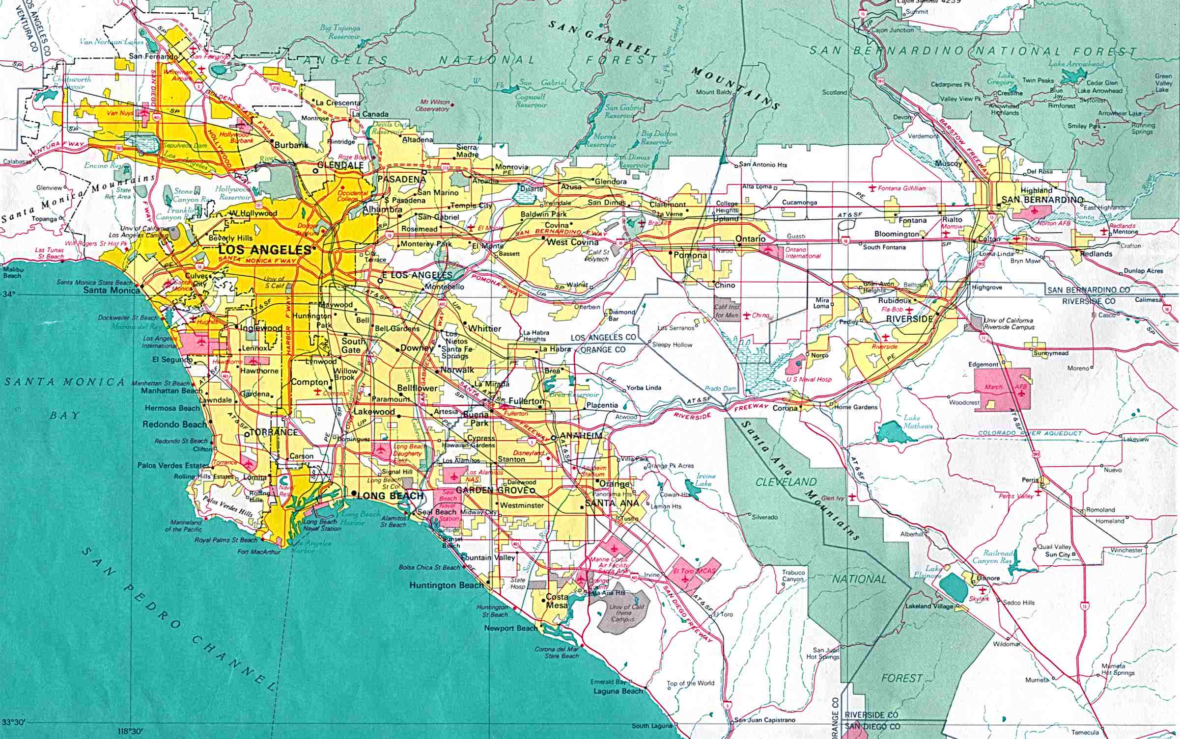 Google Map of the City Los Angeles, USA - Nations Online Project